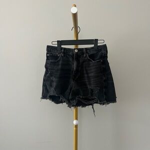 American Eagle Outfitters Cut Off Distressed Black Denim Shorts Size 4 Women